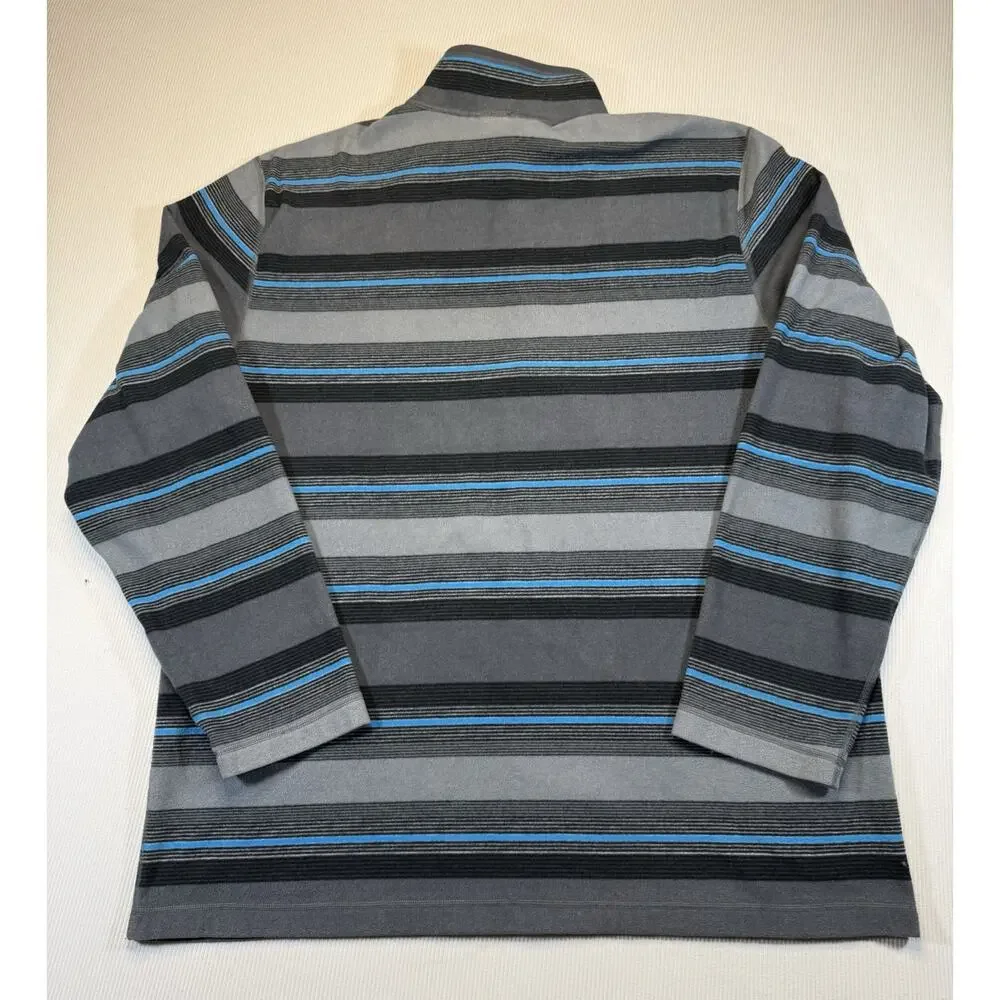 The North Face 1/4 Zip Fleece Pullover Mens XL TG Gray Blue Striped Sweater